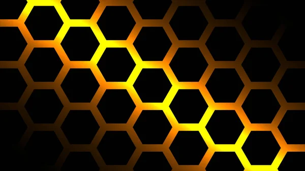 Rendering Black Orange Hexagons Background Pattern Background Black Dark Modern — 图库照片