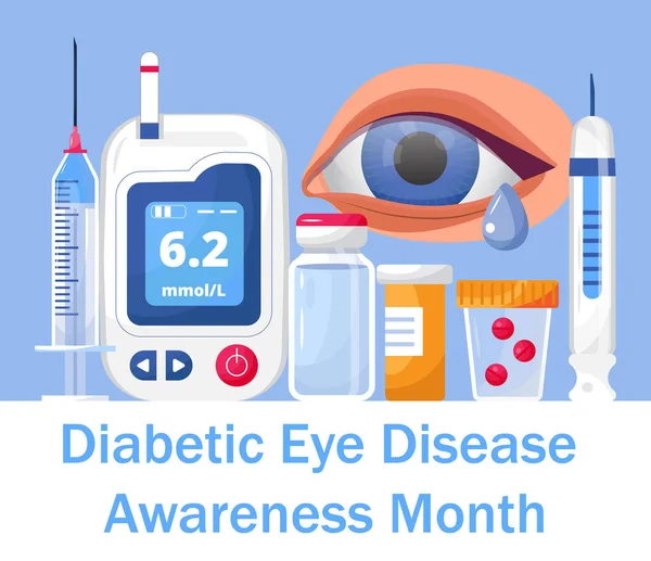 Diabetic Eye Disease Awareness Month Concept Vector Medical Blog Website —  Vetores de Stock