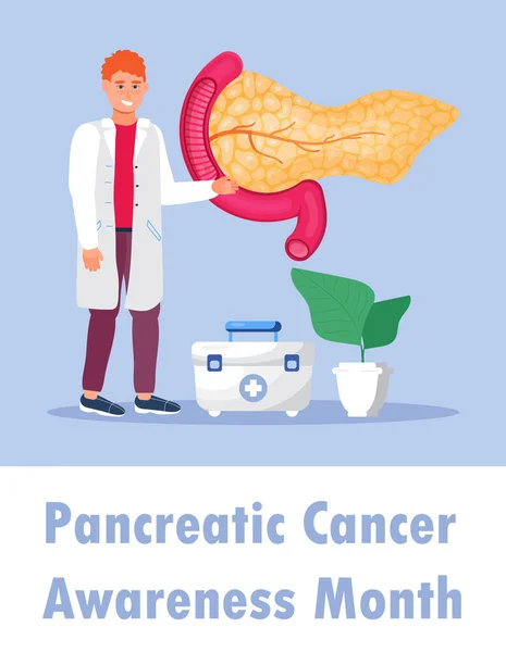 인식의 Pancreatic Cancer Awareness Month 미국에서 조직된 달이다 치료사가 환자를 — 스톡 벡터