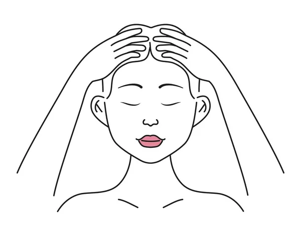Massage Visage Tête Soins Visage Maison Icône Vectorielle Infographique Belle — Image vectorielle