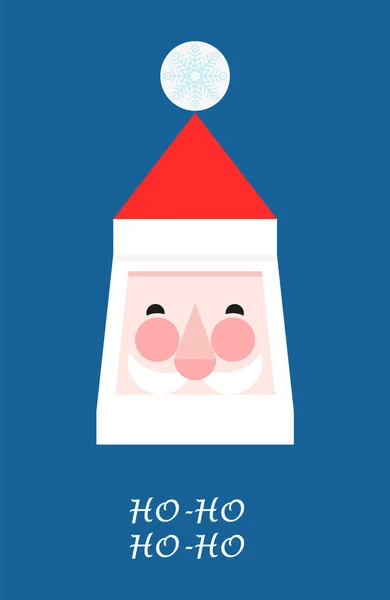 Novoroční Přání Geometrickém Stylu Santa Claus Přeje Šťastné Svátky Přáníčko — Stockový vektor