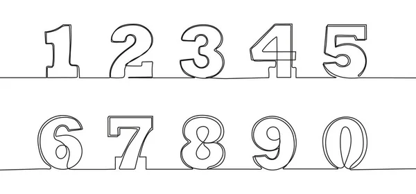 Vector Numerales Línea Continua Números Arábigos Estilo Dibujado Mano Con — Archivo Imágenes Vectoriales