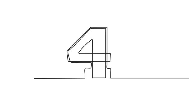 Continuous Four Line Numerals Animation Arabic Number Hand Drawn Style — Stock Video
