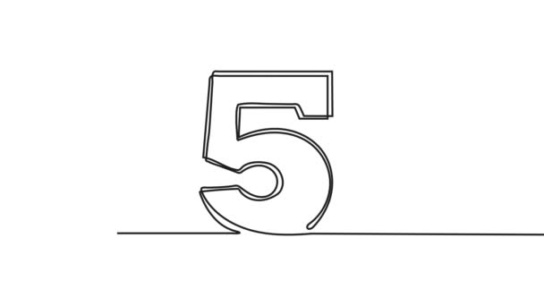 Συνεχής Κίνηση Πέντε Αριθμών Γραμμών Αραβικός Αριθμός Στο Χέρι Στυλ — Αρχείο Βίντεο
