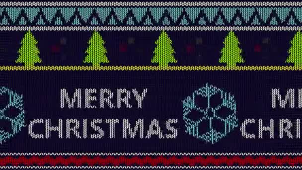 ニットクリスマスパターン 醜いセーターアニメーション 新年や冬のデザインの飾り 国境を繰り返します 雪片と北欧パターンのための気象装飾 — ストック動画