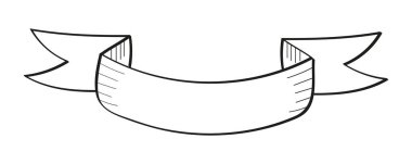 Winner prize, ribbon in hand drawn style. First place doodle icon. Champion ribbon in sketch style. Awards,tag, victory line illustration.