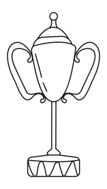 Winners cup icon vector in doodle style. First place icon. Champion cup in doodle style. Awards, trophy cups, stars. Winner prize, champion.