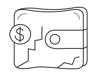 Financial crisis icon in line style. Wallet without money. Broken wallet icon for logo, web, app, UI. Bankrupt, poverty symbol