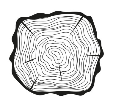 Tree trunk cuts vector in hand drawn sketch. Bark of tree with cracks, sawn pine circular. Wood tree rings. Oak slices, lumber symbol. Wooden, forest texture, saw cut timber illustration.