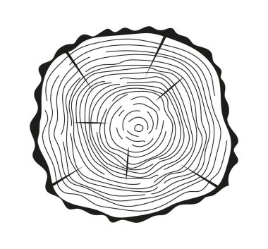Tree trunk cuts vector in hand drawn sketch. Bark of tree with cracks, sawn pine circular. Wood tree rings. Oak slices, lumber symbol. Wooden, forest texture, saw cut timber illustration.