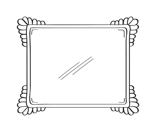 Cornici Specchio Stile Disegnato Mano Etichette Doodle Cornice Immagine Vintage — Vettoriale Stock