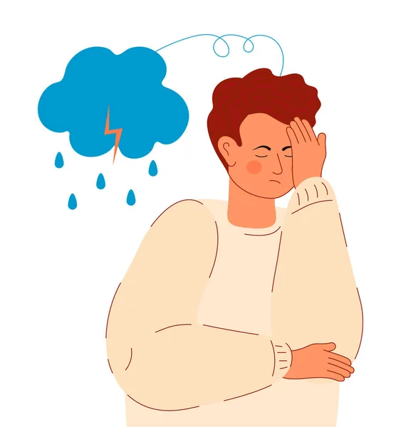 Vetor Conceito Doença Mental Depressão Carácter Stress Ansiedade Crise Lágrimas —  Vetores de Stock