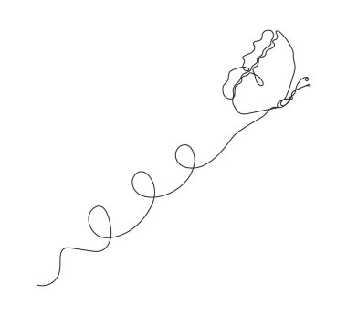 Kelebek sürekli çizgi vektörü. Minimalist hatları olan bir böcek. Taslak biçiminde sevimli kelebek çizimi.