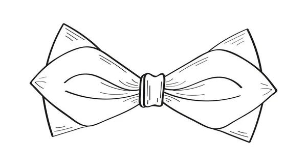 ドードルスタイルで弓ベクトルイラストをタイ 結婚式のためのヴィンテージネック弓 ファッション アプリ ウェブのための手描きリボン — ストックベクタ