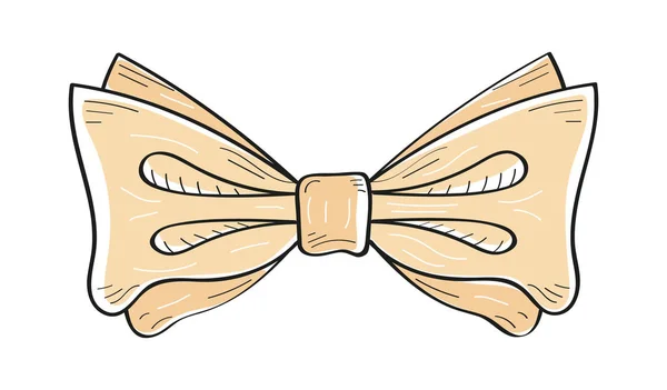 ドードルスタイルで弓のカラーベクトルイラストをタイ ファッション アプリ ウェブのための手描きリボン 結婚式のためのヴィンテージネック弓 — ストックベクタ