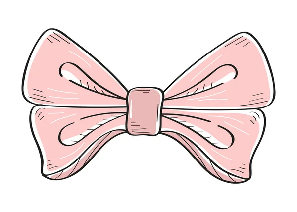 Illustrazione Vettoriale Del Colore Dell Arco Cravatta Stile Doodle Nastro — Vettoriale Stock