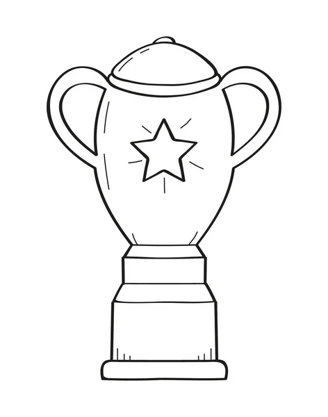 Winners Cup Icon Vector Doodle Style Awards Trophy Cups Stars — Stock Vector