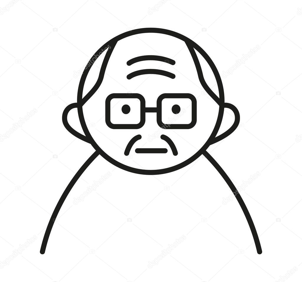 Elderly people avatar icon in line style. Grandfather logo. Elderly care. Senior icon for web, applications.