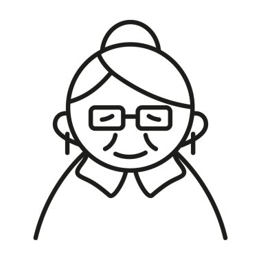 Yaşlılar avatar simgesini hizaya sokarlar. Büyükanne logosu. Yaşlı bakımı. Web, uygulamalar için kıdemli simge.