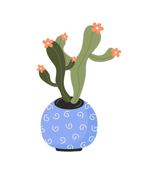 Huis Plant Klei Pot Stadsjungle Potted Groene Cactus Stijlvolle Pot — Stockvector
