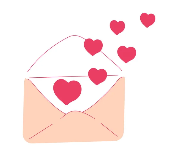 Envelope Com Corações Correspondência Entre Amigos Amantes Cartão Romântico Com —  Vetores de Stock