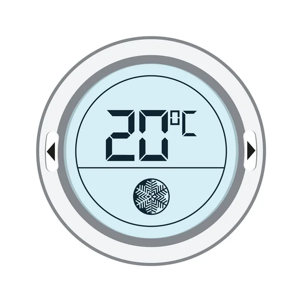 恒温器向量 控制器与屏幕地板 室内供暖 电子恒温器远程控制和调节公寓内的温度 气候控制按钮图标说明 — 图库矢量图片
