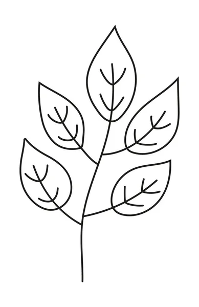 Plant Branch Line Leaf Doodle Vector Vintage Hand Drawn Tree — Stock Vector