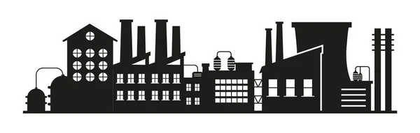 Fabriek Fabricage Planten Vector Set Bedrijfsgebouwen — Stockvector