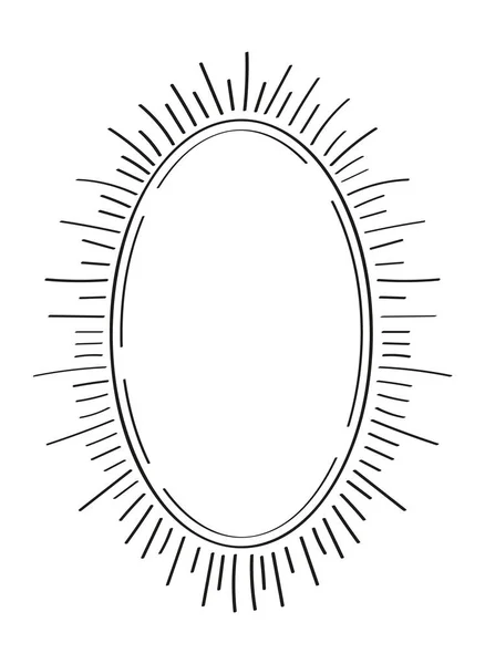 Telaio Specchio Stile Disegnato Bianco Nero Quadrato Rettangolo Etichetta Eleganti — Vettoriale Stock