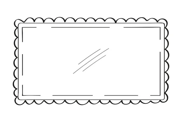 Зеркальные Рамки Стиле Каракулей Винтажная Рамка Рисует Этикетки Простые Черные — стоковый вектор