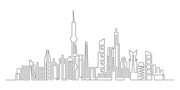 Kontinuální Kresba Domu Koncept Bytové Výstavby Moderní Trendy Cityscape Kontinuální — Stockový vektor