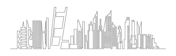 Непрерывный Линейный Рисунок Концепции Дома Жилой Застройки Современный Модный Городской — стоковый вектор