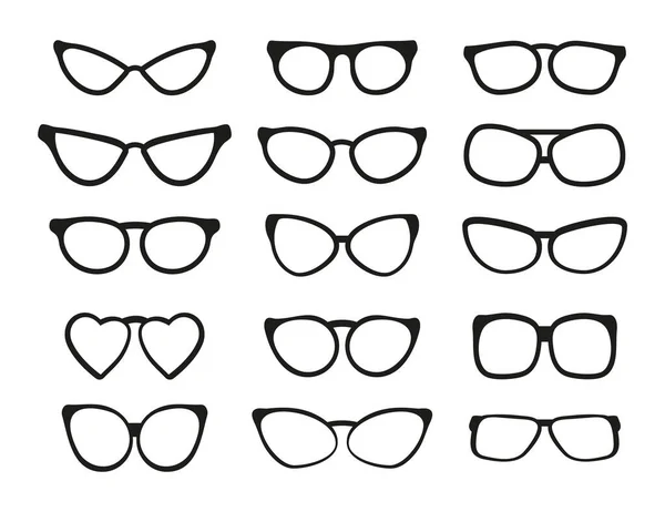 Brille Silhouettenvektor Sonnenbrillengestell Sehkorrektur Brillengestell Optischer Linsenrahmen Für Kurzsichtigkeit Und — Stockvektor