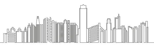 Kontinuierliche Linienzeichnung Des Hauses Moderne Trendige Panoramalandschaft Der Metropolarchitektur Wolkenkratzer — Stockvektor