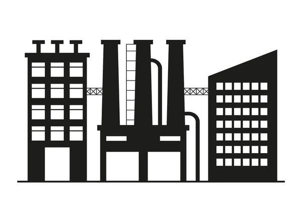 Fabrik Fertigung Und Pflanzenvektor Ölraffinerie Fabrik Silhouette Ikonen Industrielager Architektur — Stockvektor
