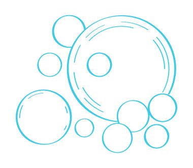 Su kabarcığı karalama tarzında. Baloncuklar elle çizilmiş. Çizim tarzında çizgi suyu düşer. Köpük damlası, köpük ya da soda ana hatları. Köpük jöle, şampuan, çamaşır tozu..