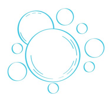 Su kabarcığı karalama tarzında. Baloncuklar elle çizilmiş. Çizim tarzında çizgi suyu düşer. Köpük damlası, köpük ya da soda ana hatları. Köpük jöle, şampuan, çamaşır tozu..