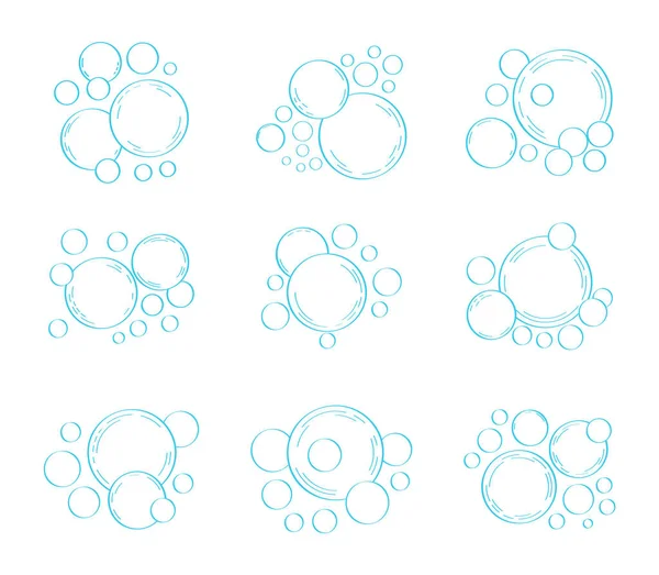 Vodní Bublina Nastavena Stylu Čmáranice Bubliny Ručně Kreslené Ilustrace Linka — Stockový vektor