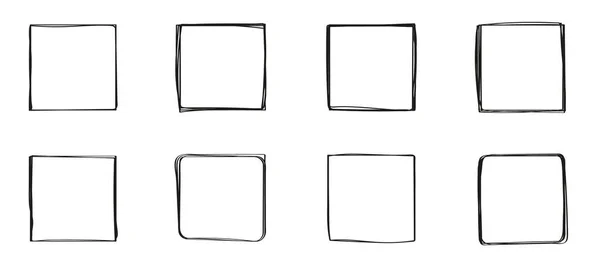 Squares Line Grunge Vector Set Sketch Style Frames Outline Hand — Stock Vector