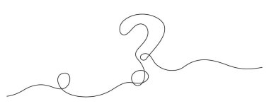 Soru işareti kesintisiz çizgi sanatı. SSS konsept vektörü bir soru işaretinin sürekli çizimi. Sorgulama problemleri veya zorlukları ifade etmek için kullanılan semboller. Yanlış anlaşılmalar metaforu.