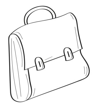 Karalama tarzında evrak çantası simgesi vektörü. Dosya klasörü iş simgesini taslak biçiminde gösterir. Web için ofis karalama el çizimi simgesi.