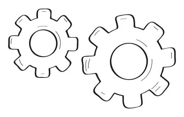 齿轮轮式涂鸦图标矢量 圆轮金属符号公司为业务团队合作的概念 动态单线拉拔运动齿轮 — 图库矢量图片
