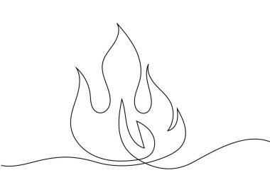 Devamlı ateş edin. Beyaz arkaplanda alev çizgisi sanat vektörü çizimi