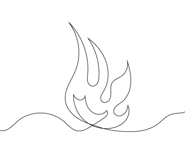 Вогонь Стилі Безперервної Лінії Вогняна Лінія Мистецтва Векторні Ілюстрації Білому — стоковий вектор