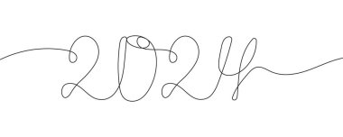 2024 Yeni Yıl aralıksız devam ediyor, hat numaraları vektörü. Satır sanatı 2024 gösteriliyor.