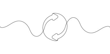 Oklarla yuvarlak çerçeve, soyut vektör sürekli çizgi ok simgesi çizimi. Simgeyi geri dönüştür.