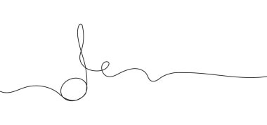 Devamlı bir müzik notası. Sesli mesaj. Doğrusal minimalist tarzda müzik sembolü. Melodi işareti. Müzik defteri illüstrasyonu.