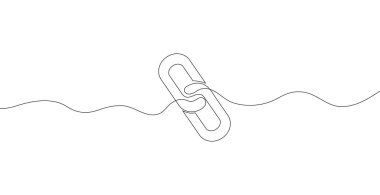 Zincir çizgisi sürekli vektör. Zincirin doğrusal çizimi. Çizim. Zincir simgesi, iletişim sembolü, eldeki görevi anlama ve takım işbirliği.