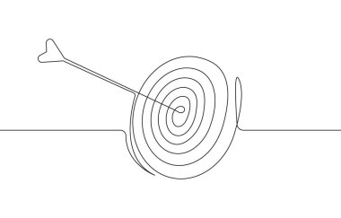Aralıksız ok çizgisi tarzında bir hedef. Pazarlama kavramı, medya. Hedefleme çevrimiçi, smm illüstrasyon. Hedef başarısı