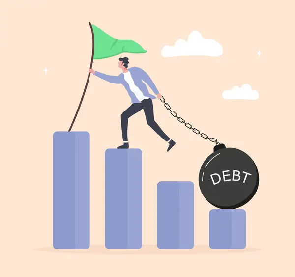 Schuldenproblem Der Unternehmen Eine Lösung Finden Die Notwendigkeit Schulden Kredite lizenzfreie Stockvektoren